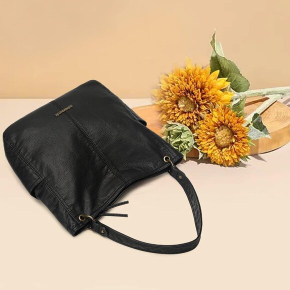 Hobo Purses for Women Soft Top Handle Shoulder Bag with Wallet Set - Picture 2 of 7